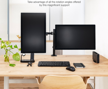 SOPORTE MESA 2 PANTALLAS GIRATORIO E INCLINABLE 17"-27" TOOQ